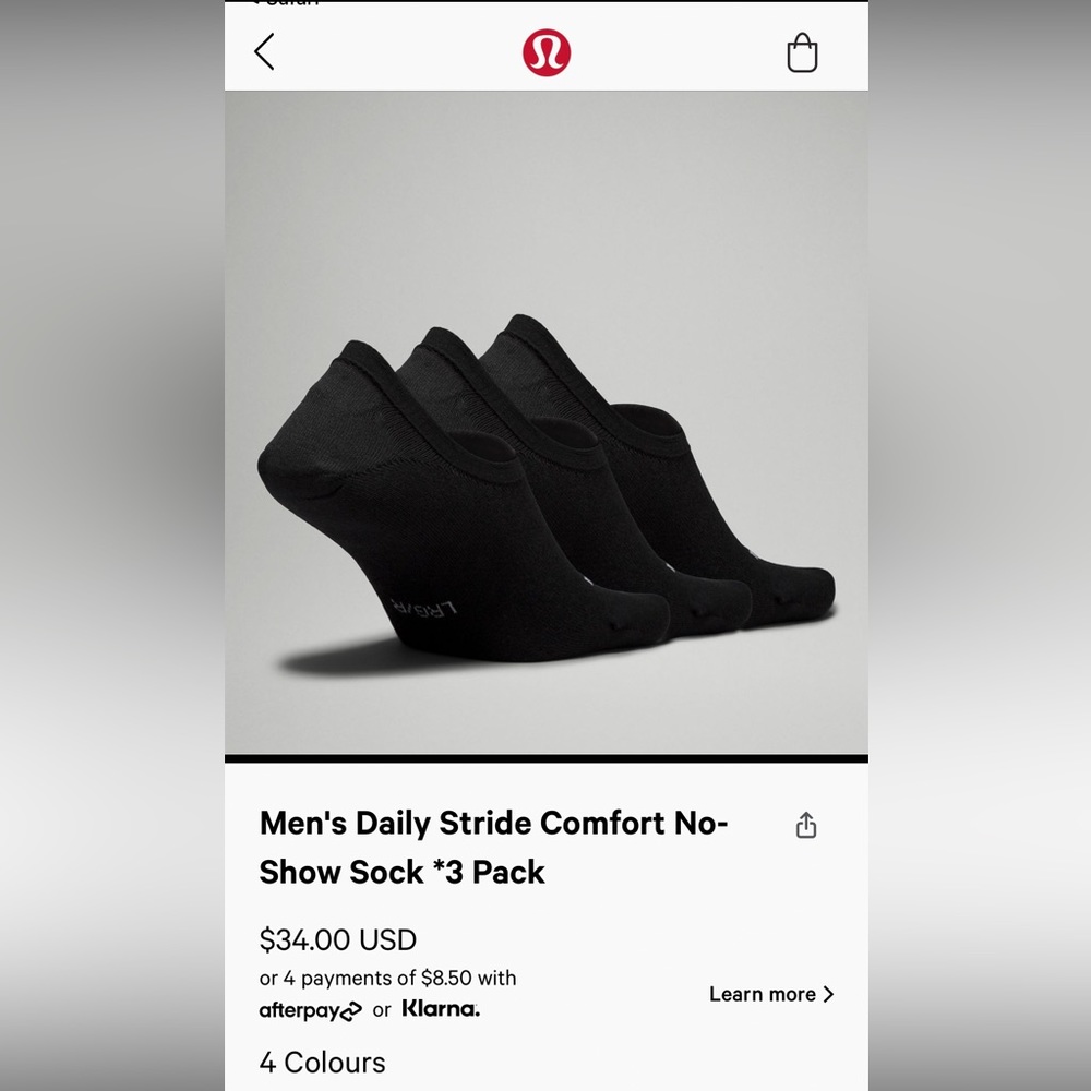 Lululemon Mens Sock Size Lrg